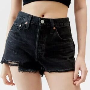 Levi's 501 Original fit cutoff black denim shorts Size 33‎